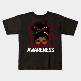 Afro Messy Bun Antiphospholipid Syndrome Awareness Kids T-Shirt